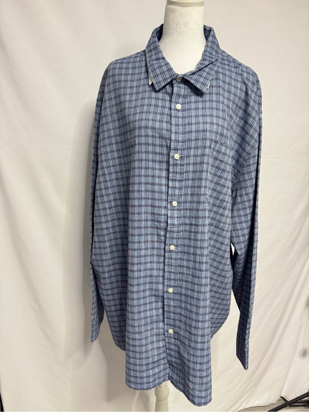 Lightweight Linen Blend Plaid Long Sleeve Men's Shirt 2XL NWT Free Assembly